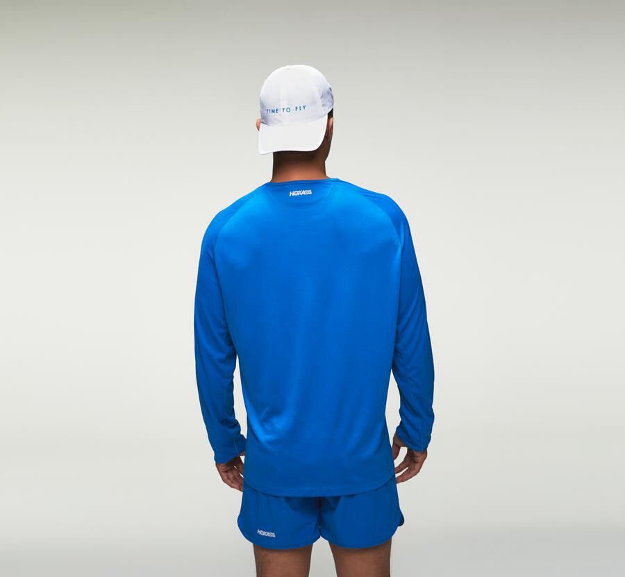 Hoka One One Tops Mens Blue - Performance Long Sleeve - 97586WJTC